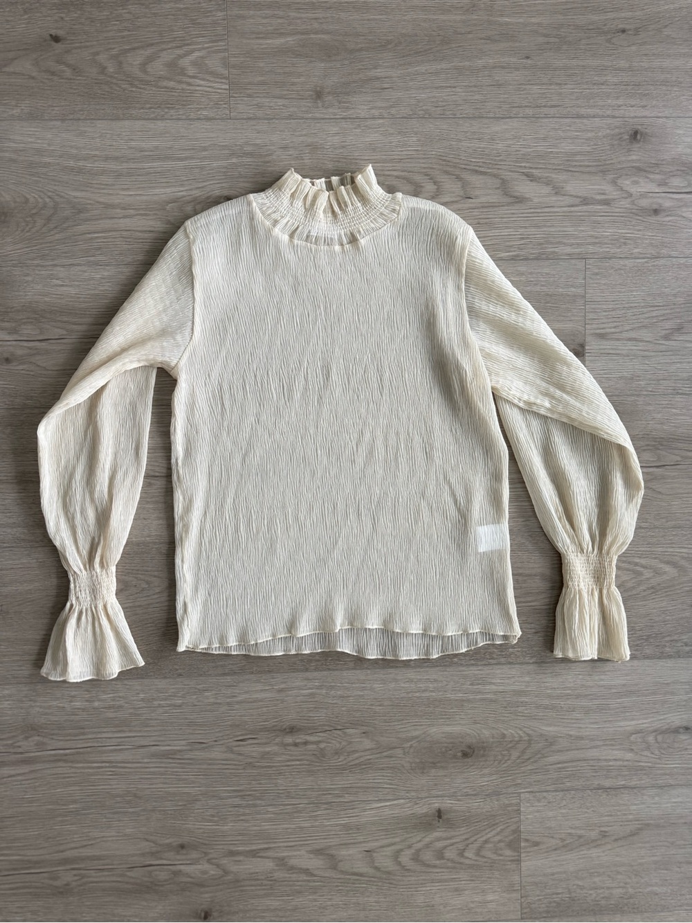 Oak + Fort Sheer Crinkle Crepe Blouse